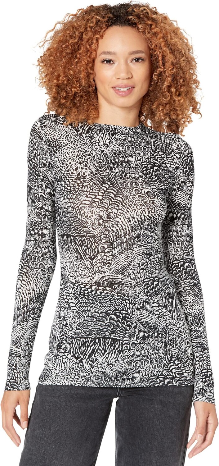 

Топ с длинными рукавами и принтом BCBGMAXAZRIA, цвет Black Combo