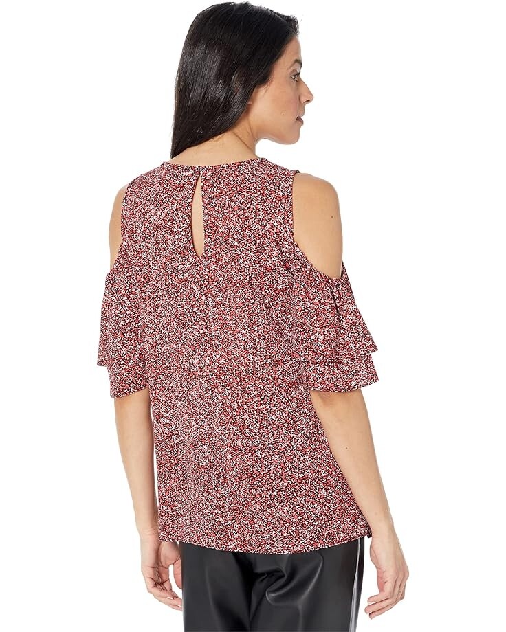 

Топ Michael Kors Cold-Shoulder Flutter Top, цвет Sangria