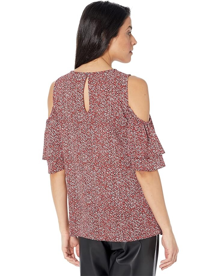 Топ Michael Kors Cold-Shoulder Flutter Top, цвет Sangria