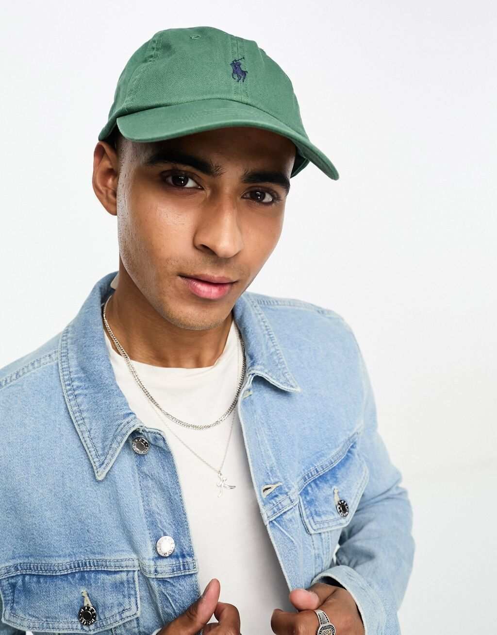 

Зеленая саржевая бейсболка с логотипом Polo Ralph Lauren
