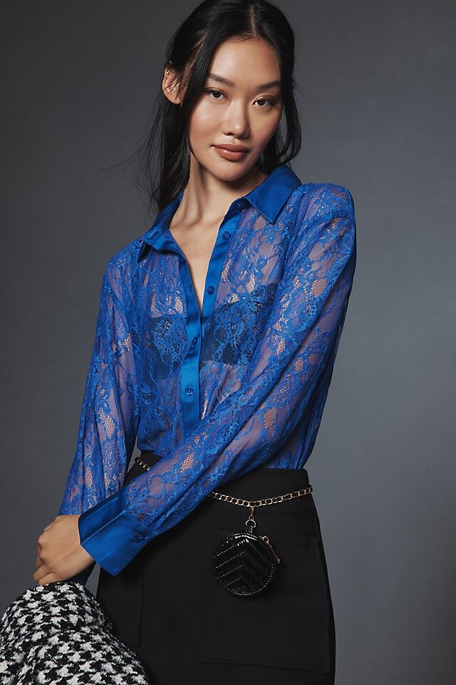 

Кружевное боди Anthropologie, синий