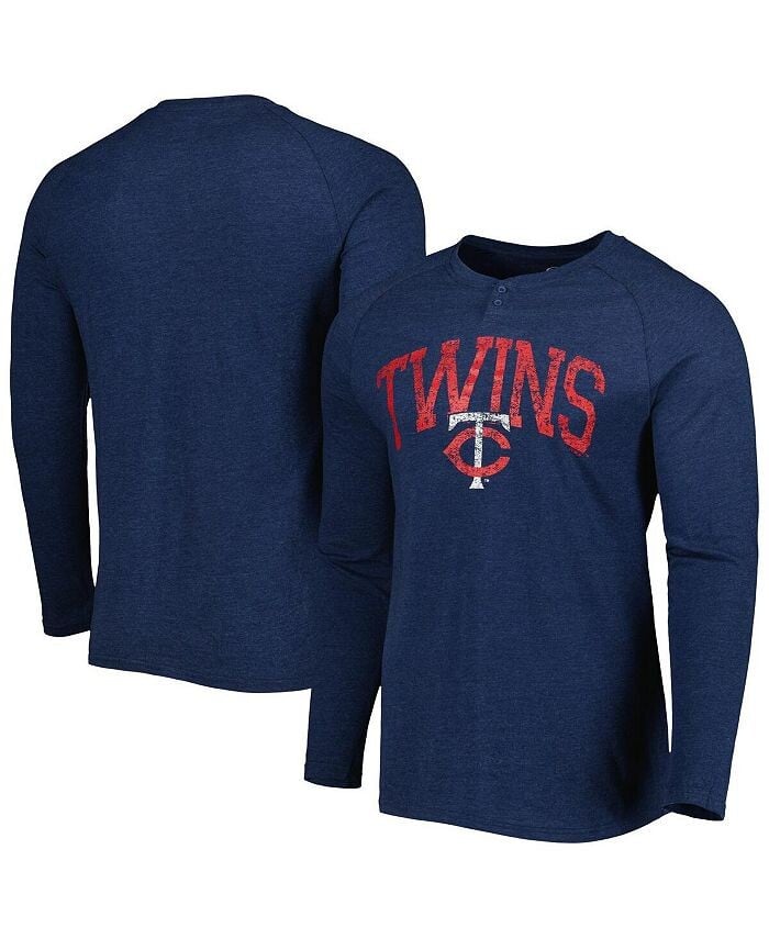 

Мужская футболка с длинными рукавами Heather Minnesota Twins Inertia Raglan Henley Concepts Sport, синий