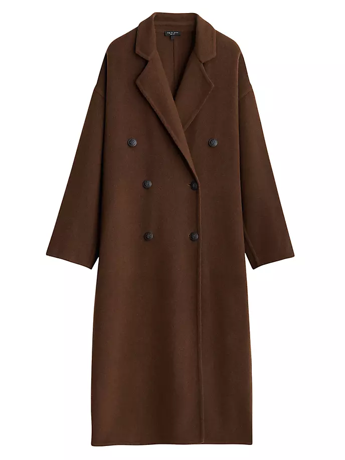 

Полушерстяное пальто Thea с разрезом Rag & Bone, цвет dark brown