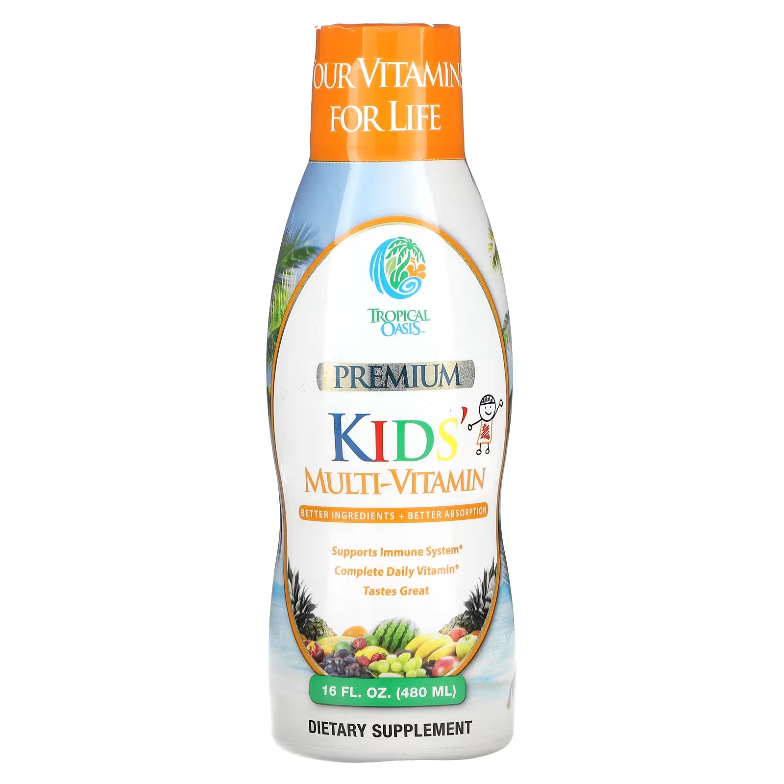 Детские мультивитамины Tropical Oasis Premium, 16 жидких унций (480 мл) nature s way cranrx liquid cranberry 16 жидких унций 480 мл