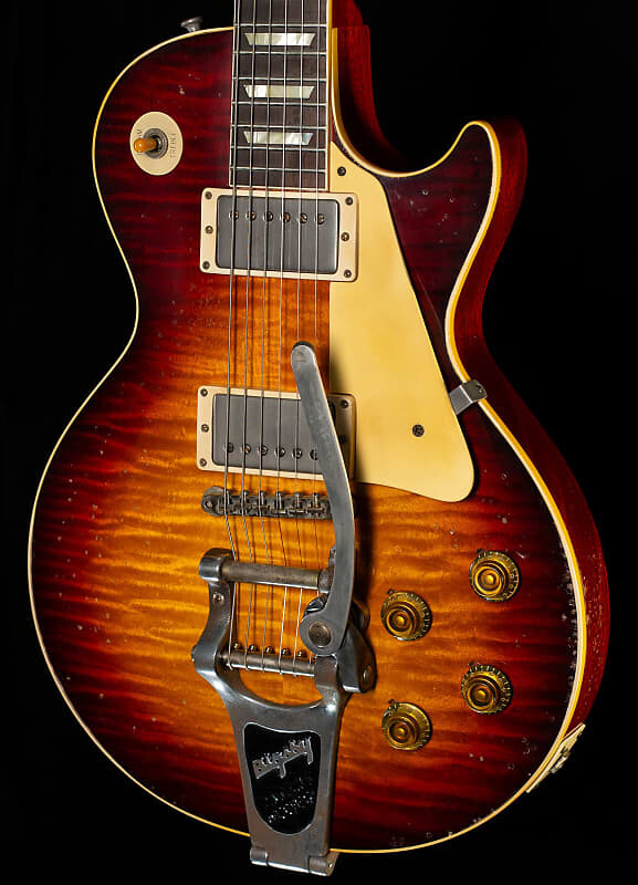 

Электрогитара Gibson Custom Shop 1959 Les Paul Standard Brazilian Rosewood Tom's Tri-Burst Bigsby Murphy Lab Aged