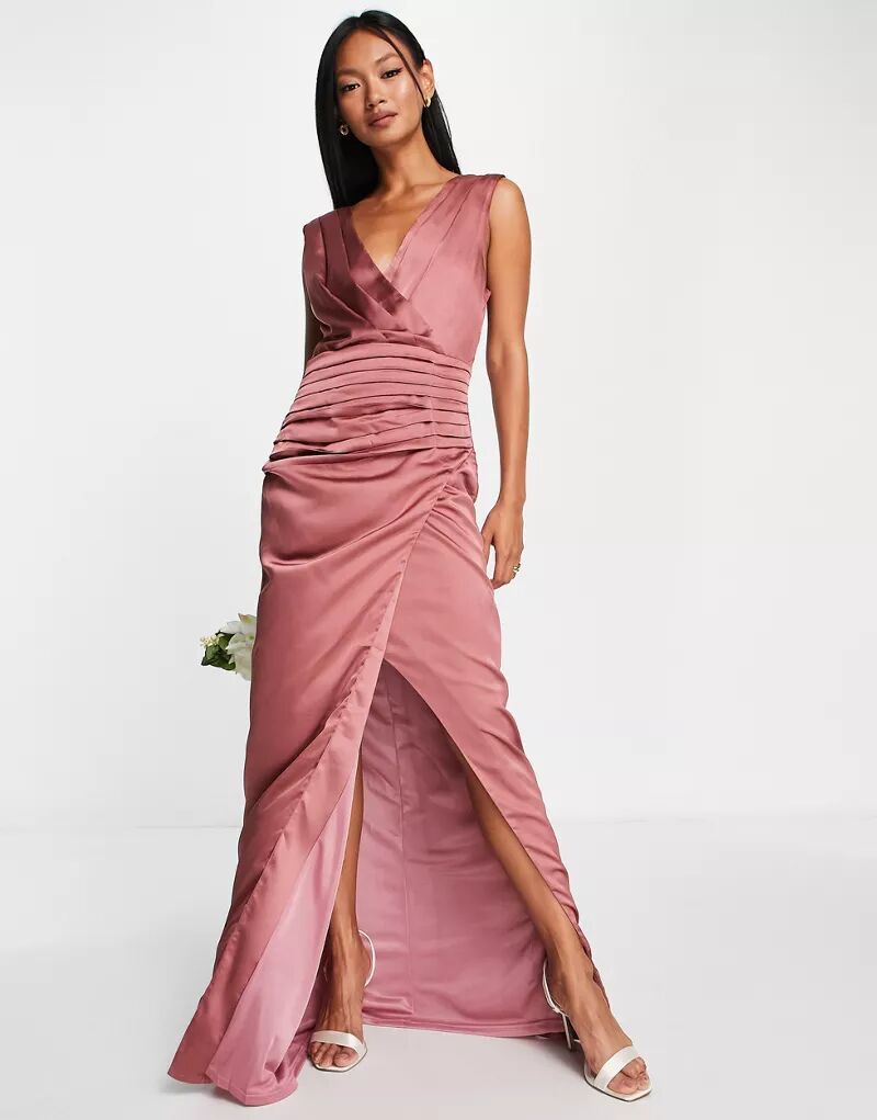 Длинное атласное платье подружки невесты с запахом Liquorish в цвете Eternal Pink ходунки carrello cr 9607 eterno olive