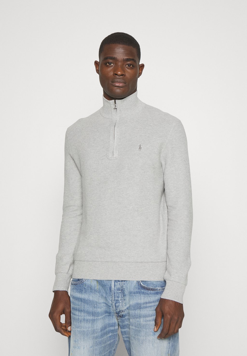 Свитер ДЛИННЫЙ РУКАВ Polo Ralph Lauren, светло-серый свитер woolrich шерсть длинный рукав средней длины размер xxl серый