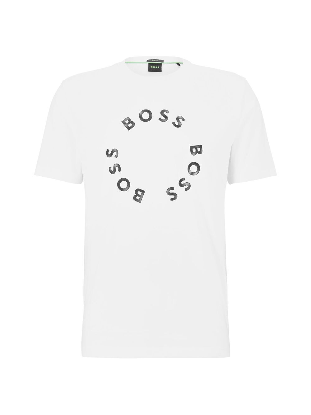 

Футболка из эластичного хлопка с принтом в виде круга с логотипом BOSS, белый
