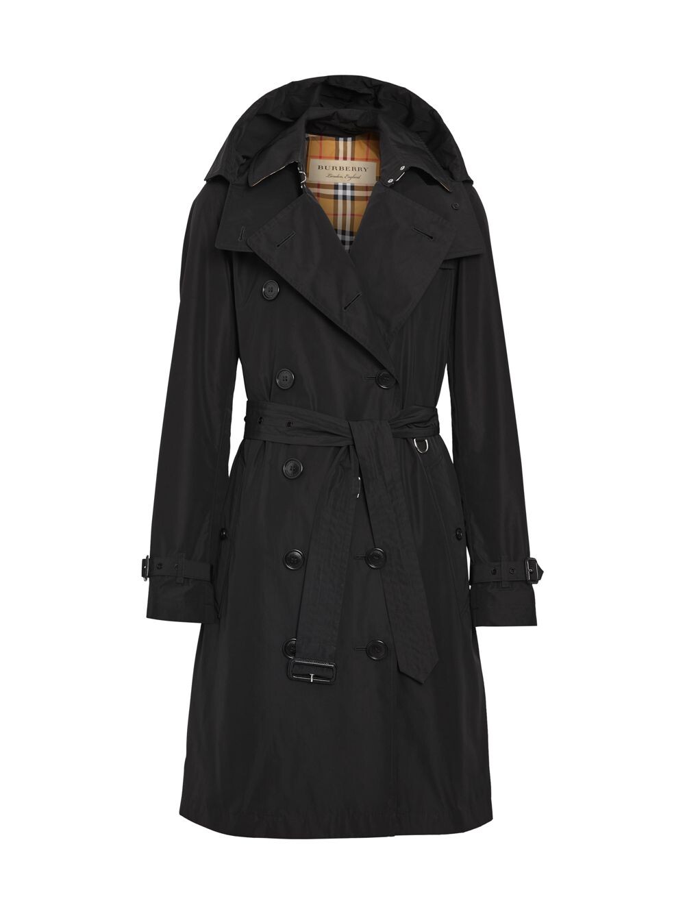 

Двубортное пальто Kensington с поясом и логотипом Burberry, черный