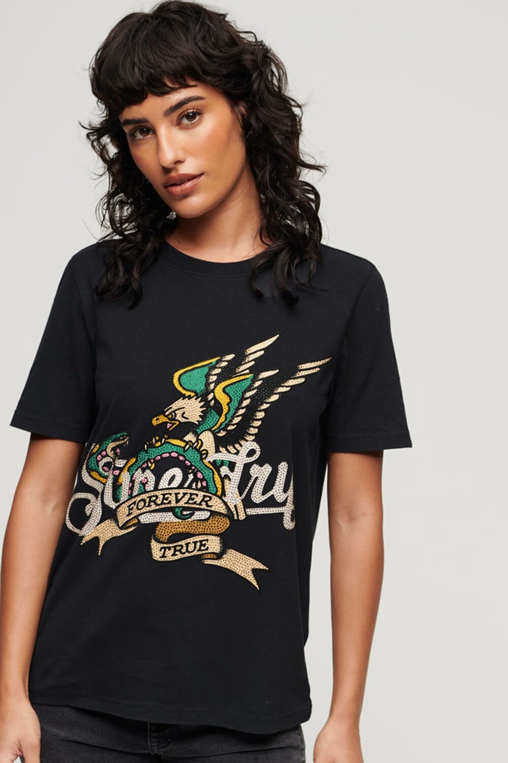 

Тату-футболка с надписью Superdry, черный