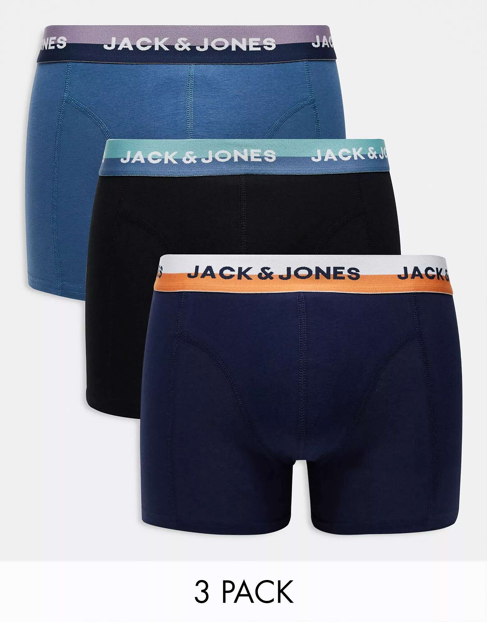 

Три пары плавок Jack & Jones разноцветного синего цвета с логотипом на поясе