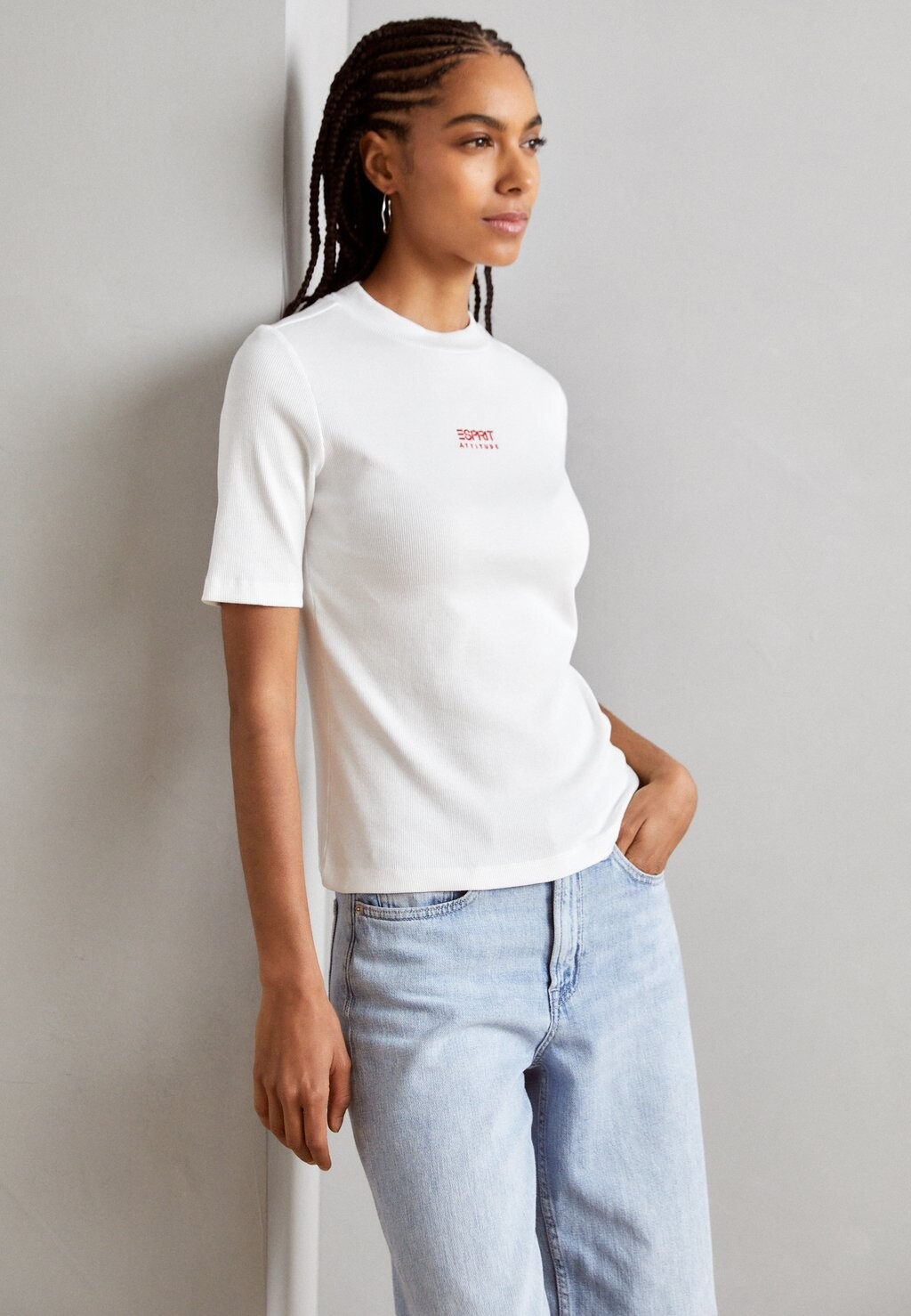 

Футболка с принтом MOCK NECK Esprit, цвет white