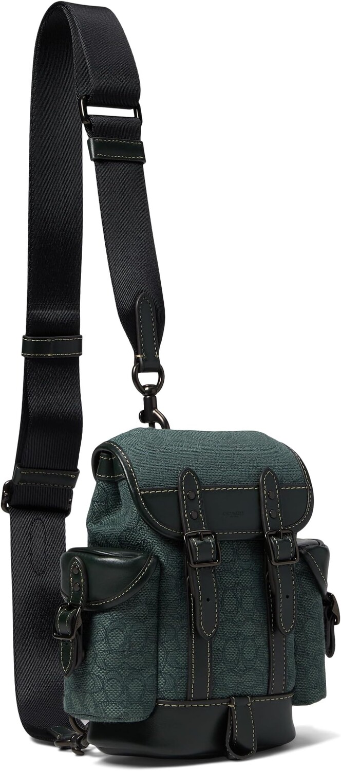 

Сумка Hitch Backpack 13 in Micro Signature Jacquard COACH, цвет Amazon Green