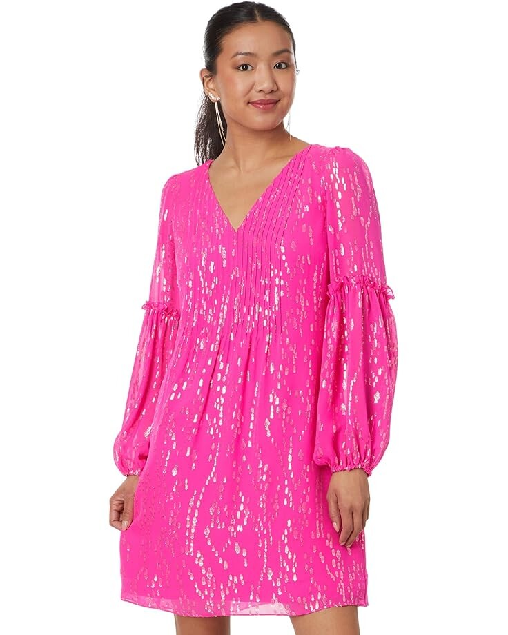 

Платье Lilly Pulitzer Cleme Long Sleeve Silk Dr, розовый