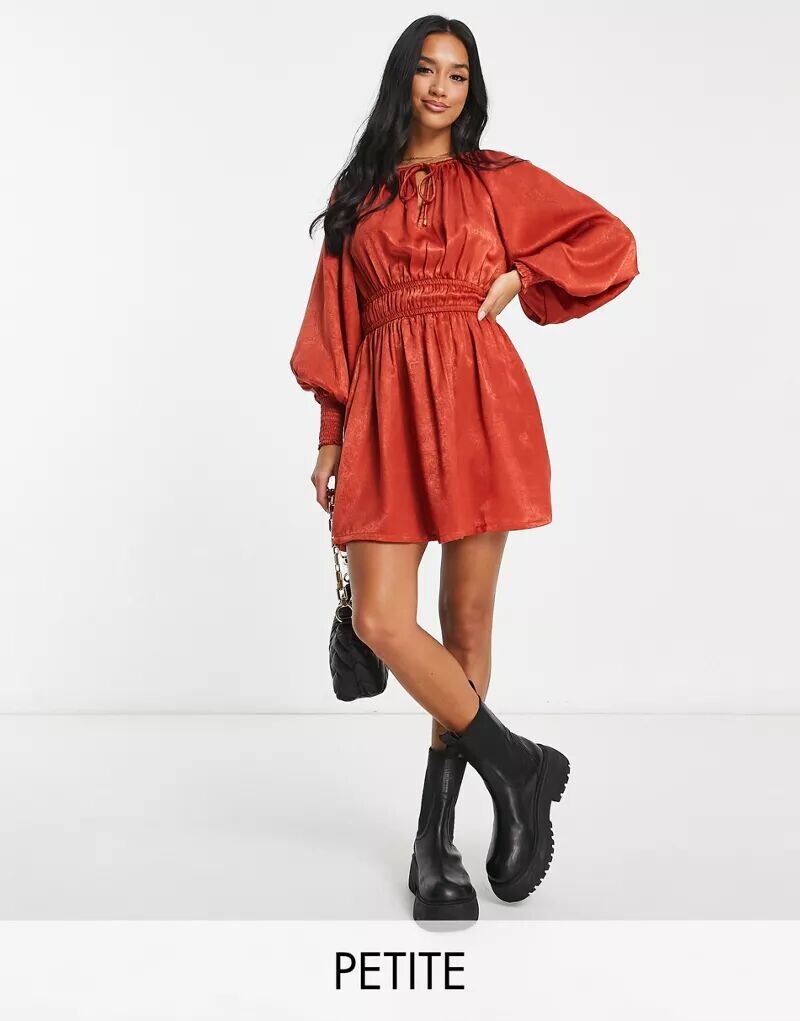 

Красное платье мини с объемными рукавами River Island