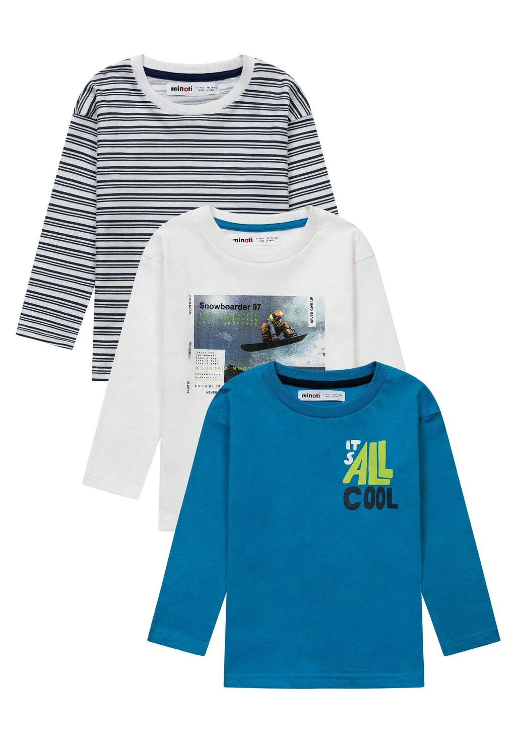 

Рубашка с длинным рукавом THREE PACK LONG SLEEVE MINOTI, цвет white blue dark blue