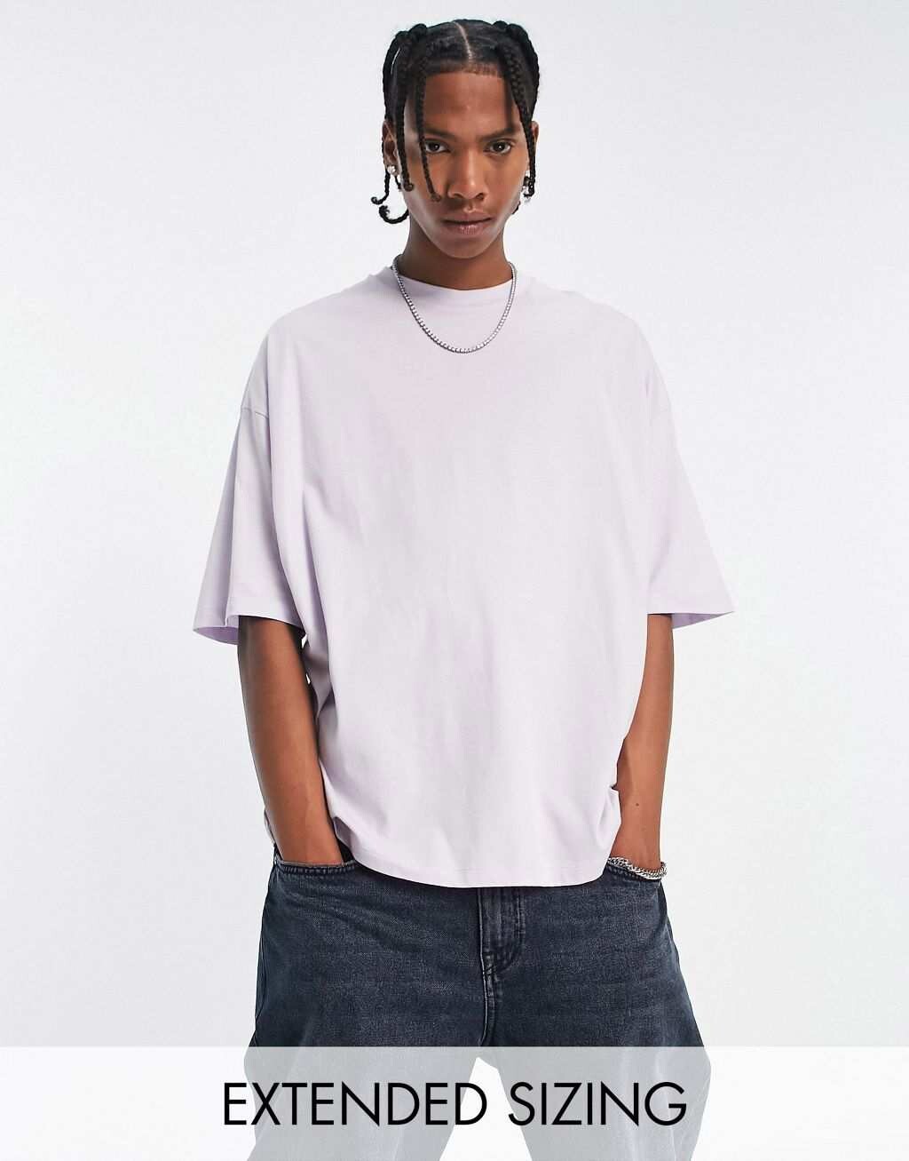 

Сиреневая оверсайз-футболка с круглым вырезом ASOS DESIGN, Фиолетовый