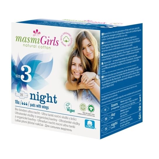 

Органические прокладки на ночь, 10 шт. Masmi, Girls
