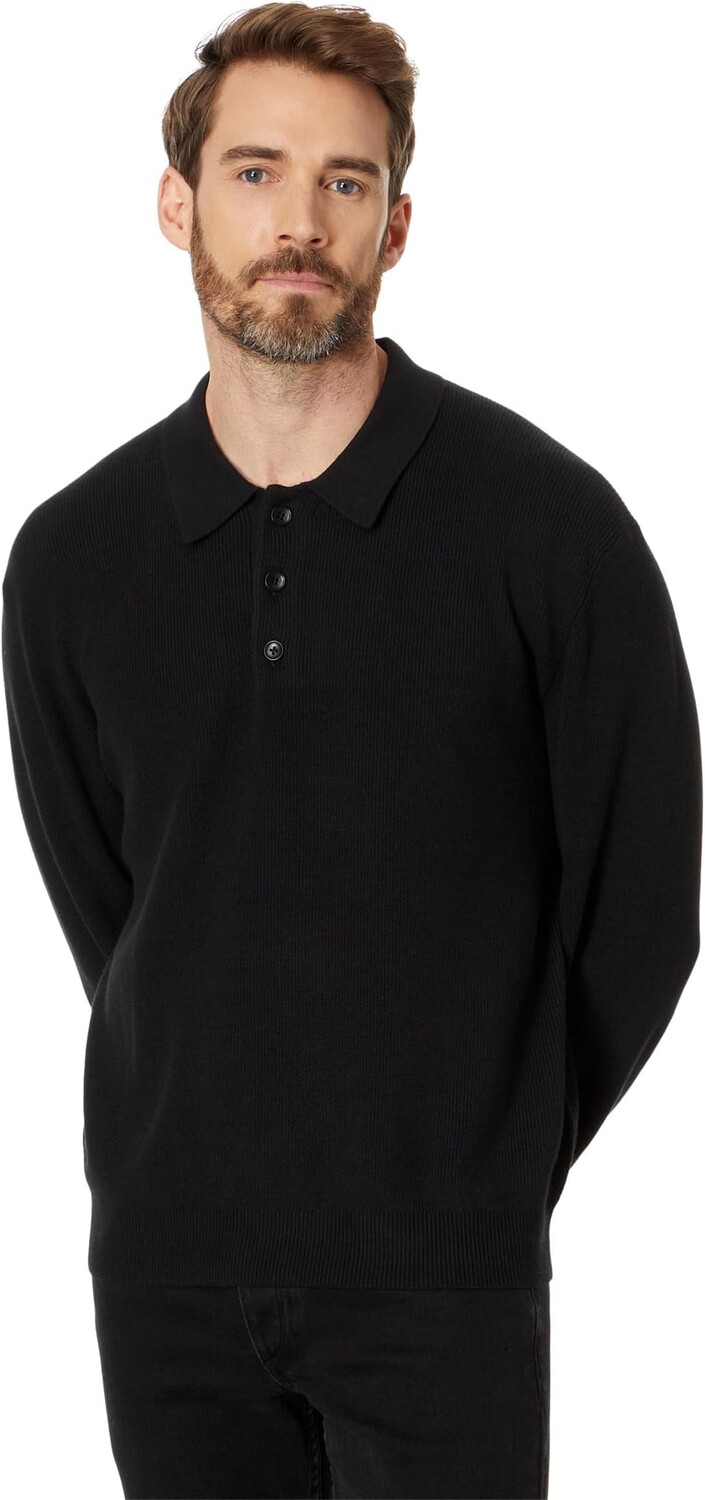 

Свитер-поло с длинными рукавами в рубчик Madewell, цвет True Black