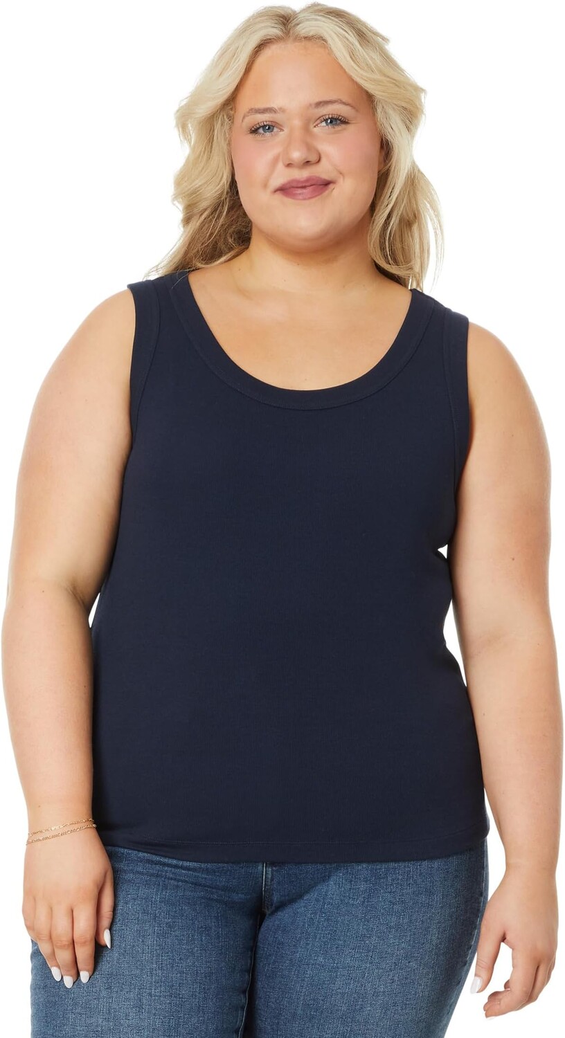 

Топ NIC+ZOE Plus Size Perfect Knit Rib Scoop Tank, цвет Dark Indigo