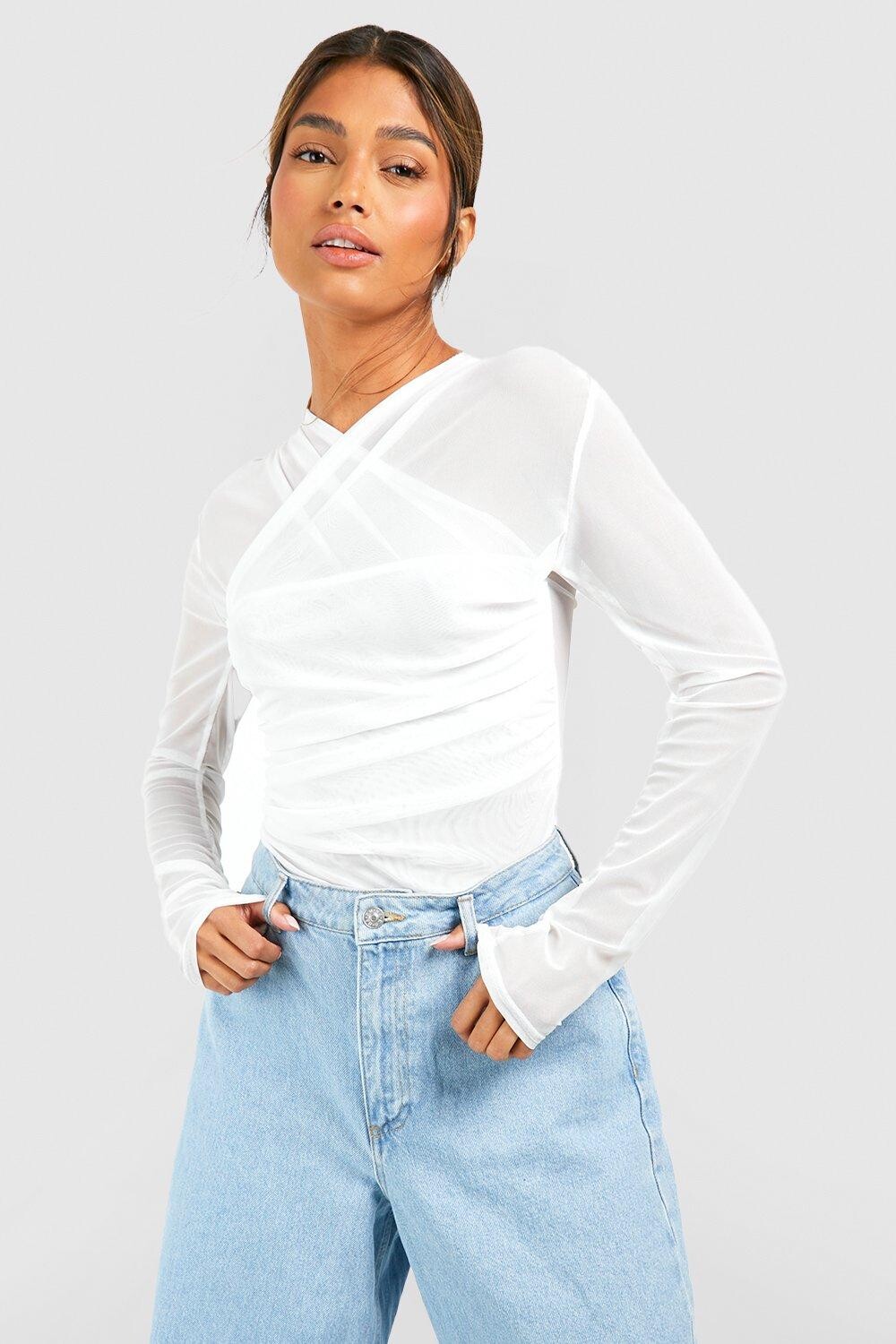 

Боди из сетки Boohoo, кремовый