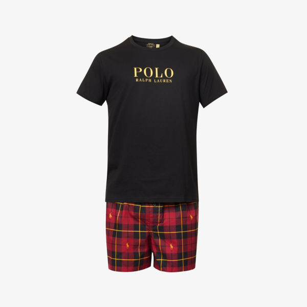 

Пижамный комплект из хлопка с круглым вырезом и фирменным принтом Polo Ralph Lauren, цвет wallace plaid