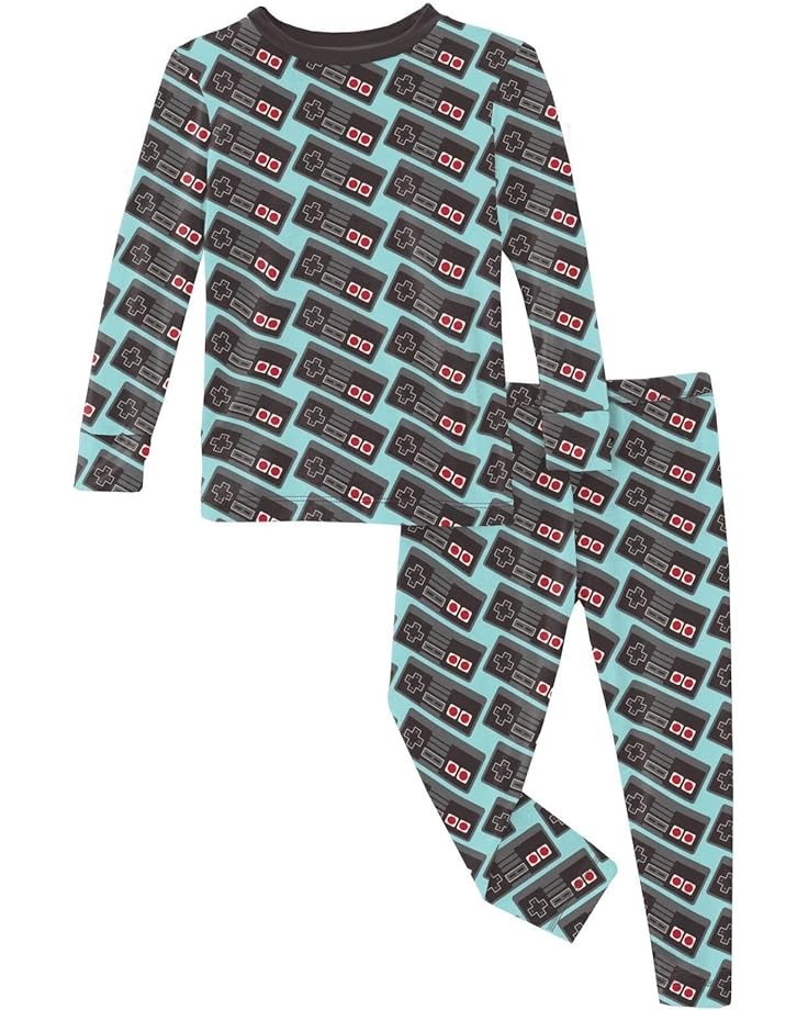 Пижамный комплект Kickee Pants Long Sleeve Pajama Set, цвет Summer Sky Retro Game Controller