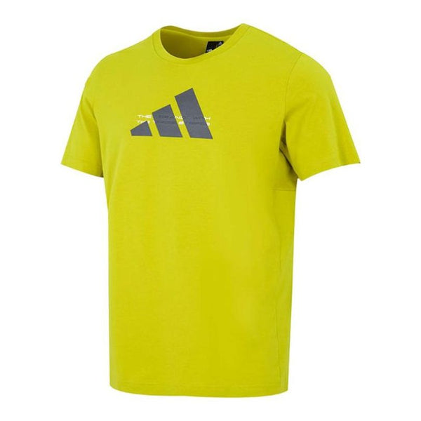 Футболка Men's adidas Alphabet Logo Printing Round Neck Short Sleeve Yellow T-Shirt, желтый