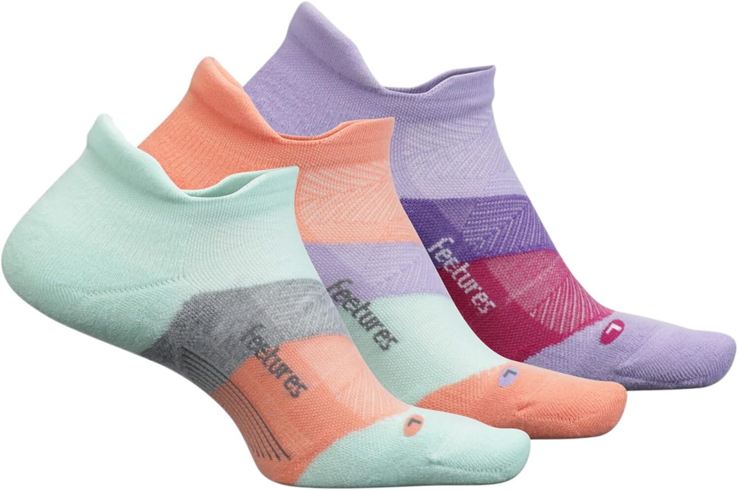 

Elite Max Cushion No Show Tab, набор из 3 пар Feetures, цвет Move Aside Mint/Pop Off Peach/Lace Up Lavender