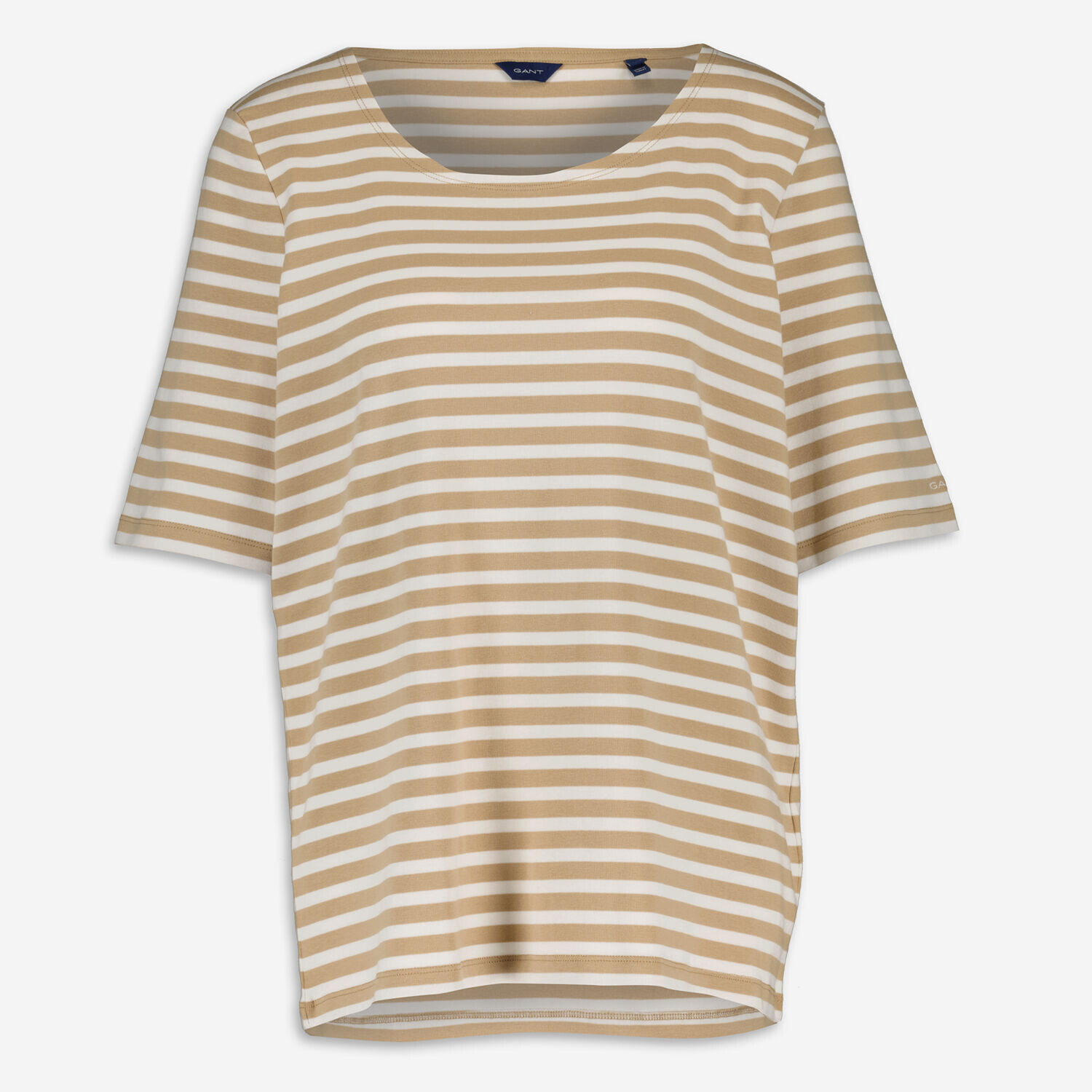 

Футболка в бело-бежевую полоску Gant