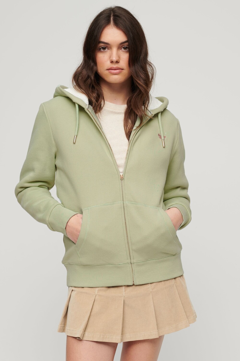 

Толстовка Essential на молнии с подкладкой Superdry, зеленый