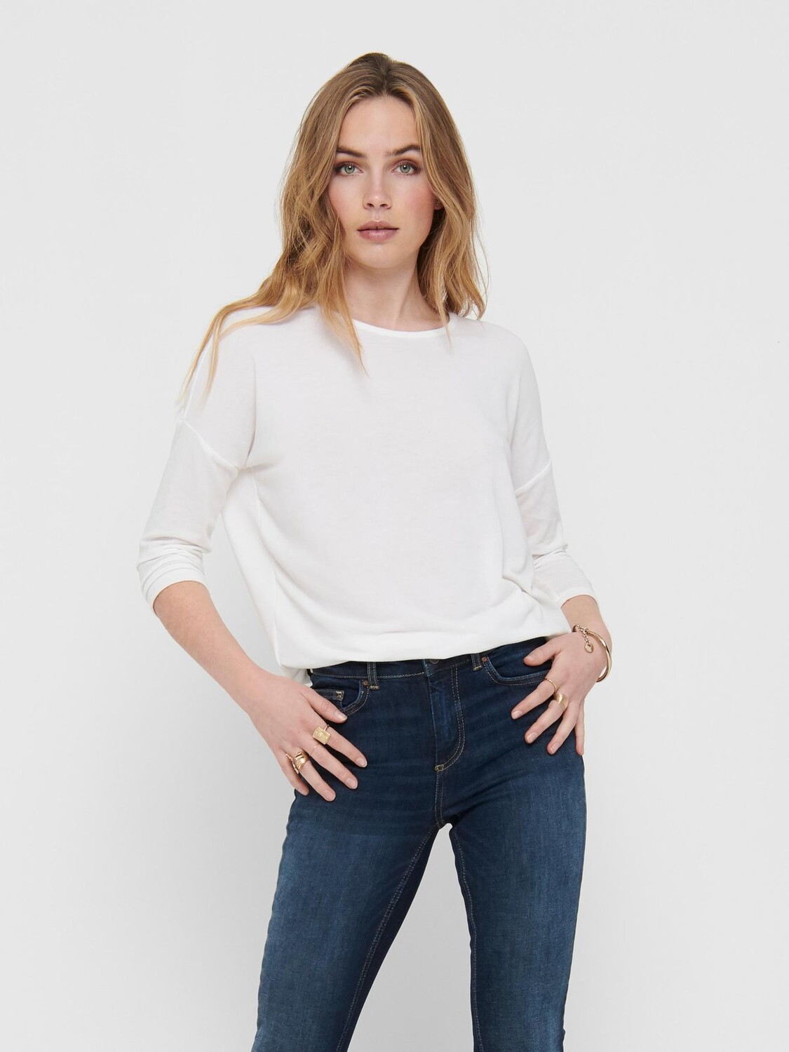 

Свитер ONLY Dünner Strick 3/4 Langarm Shirt Basic Sweater ONLGLAMOUR, белый