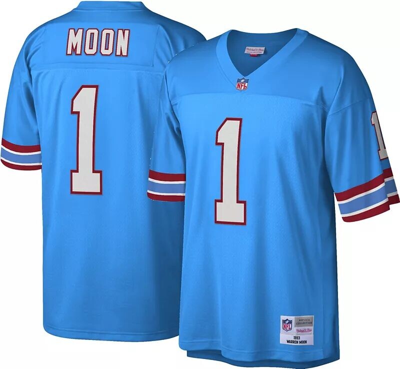 

Мужская домашняя футболка Mitchell & Ness Houston Oilers Warren Moon # 1 1993 года