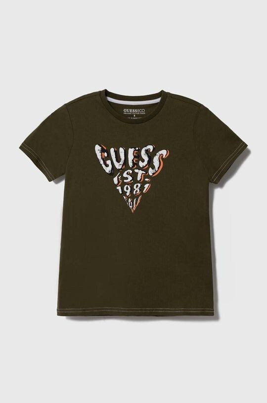 

Детская хлопковая футболка Guess, зеленый
