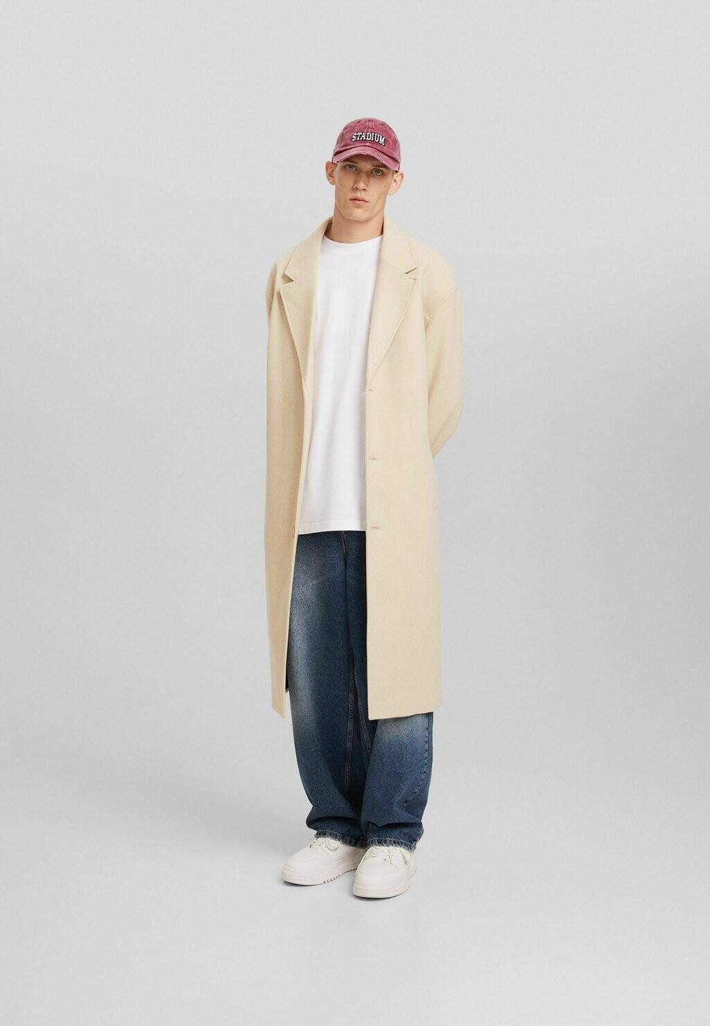 

Пальто классическое Comfort Bershka, бежевый
