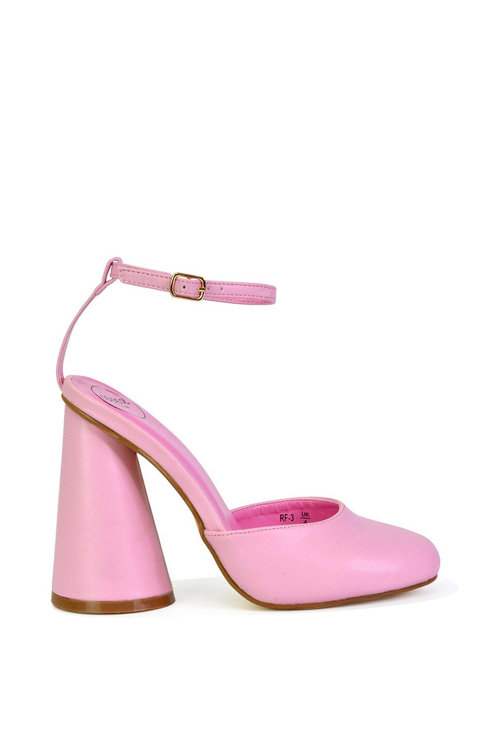 Эффектный каблук с блоком цилиндров и ремешком на щиколотке Ekin XY London, розовый туфли женские кожаные на толстом каблуке с бисером на квадратном каблуке