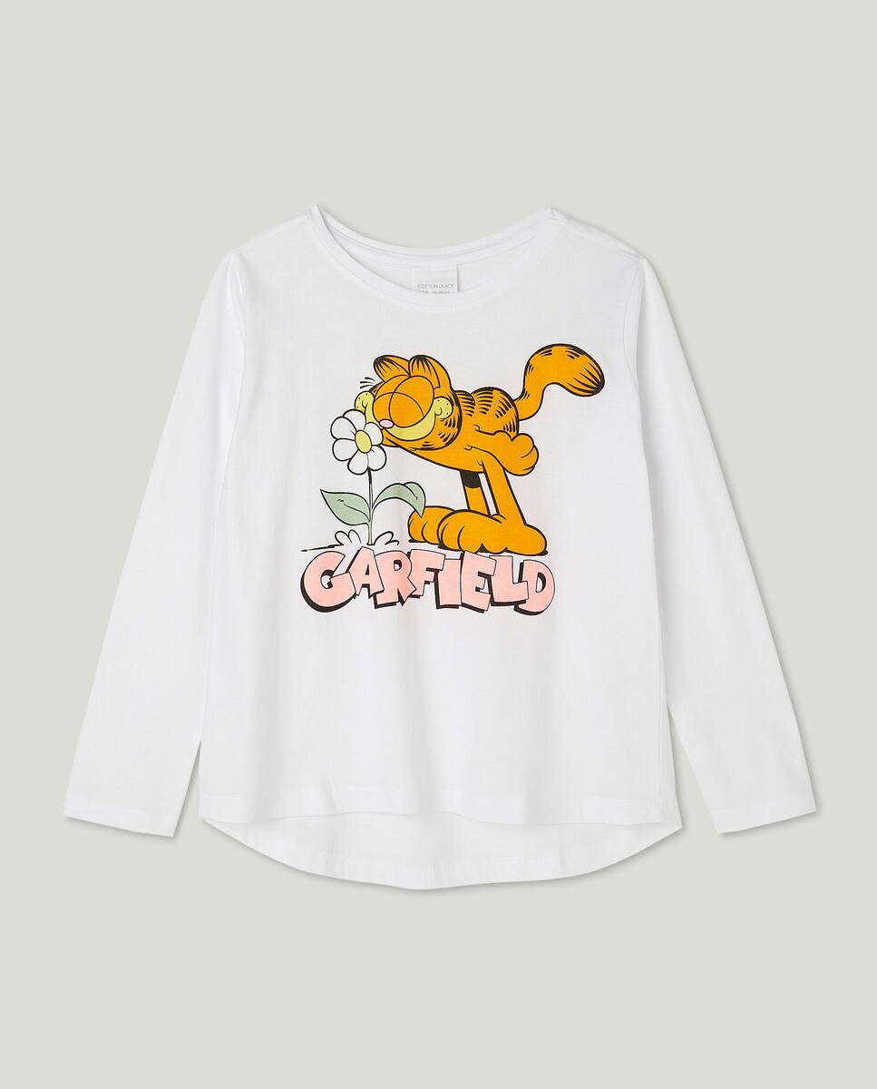

Футболка с длинным рукавом Garfield для девочек Cotton Juice, белый
