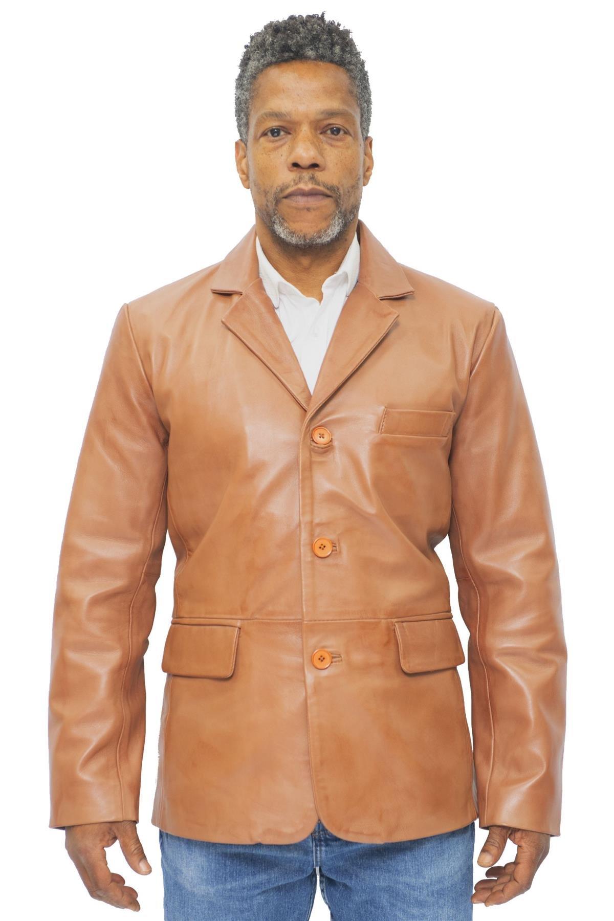 цена Кожаный пиджак с 3 пуговицами-Дубай Infinity Leather, коричневый