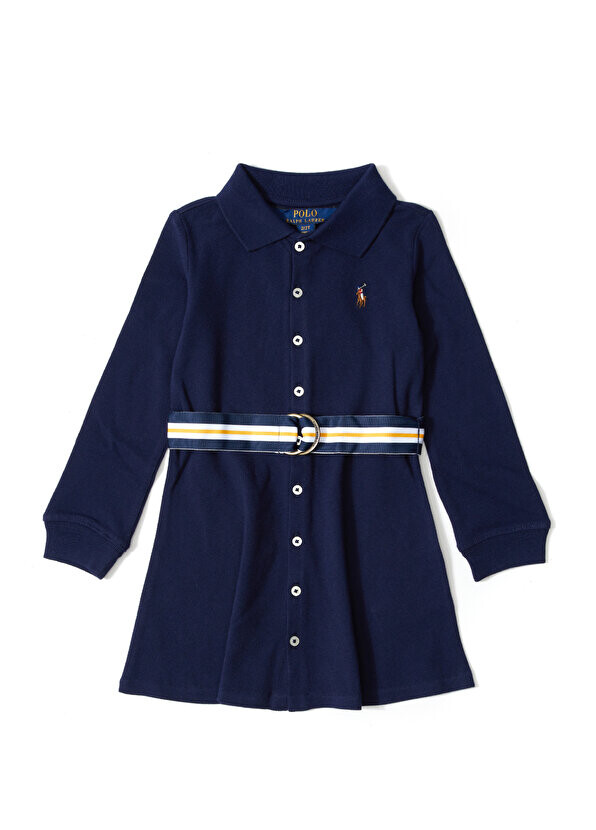 

Темно-синее платье для девочки с поясом Polo Ralph Lauren