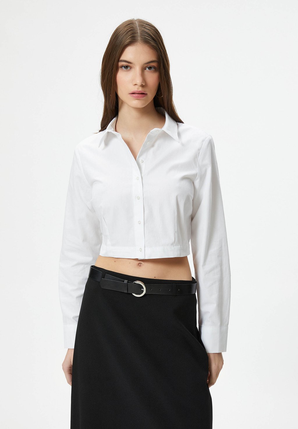 Рубашка Crop Long Sleeve Classic Neck Koton, белый