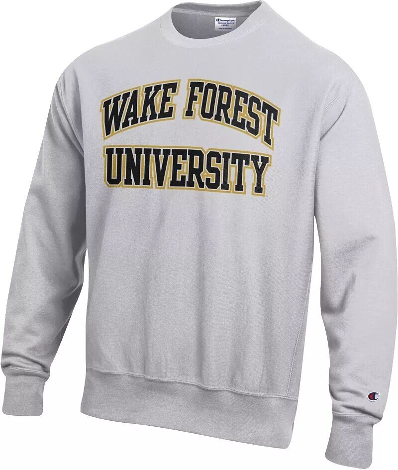 

Мужской серый свитер с круглым вырезом Champion Wake Forest Demon Deacons обратного переплетения