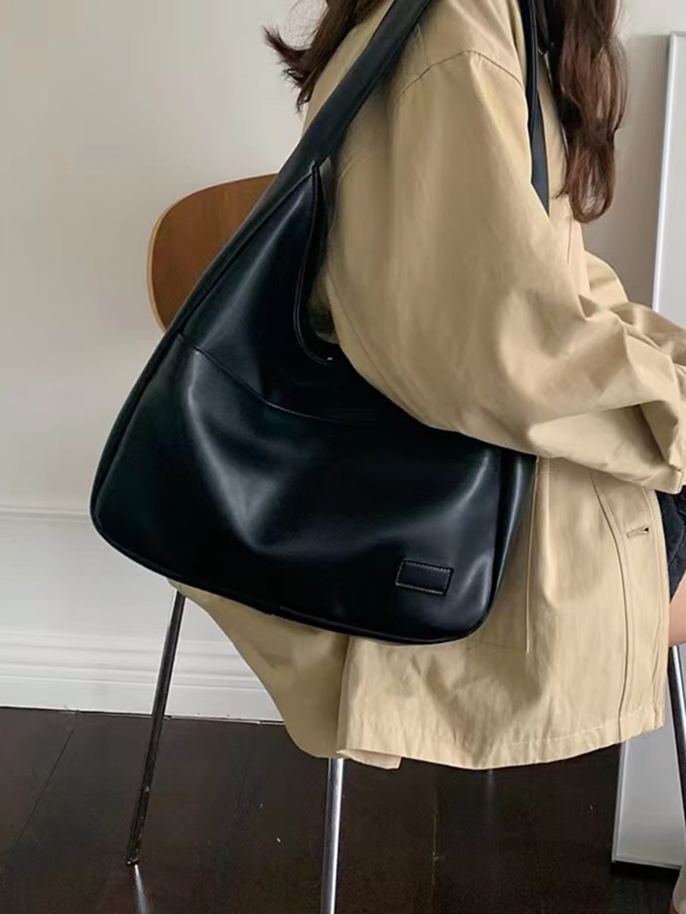 сумка хобо из кожи единый размер зеленый Минималистская сумка-хобо, черный