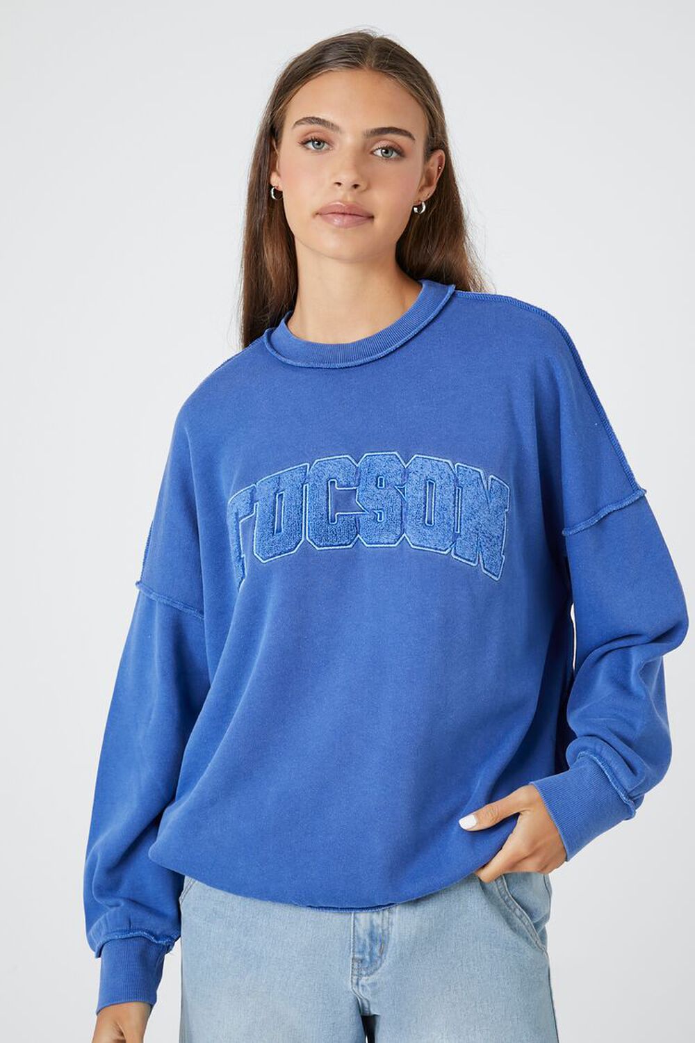 Пуловер Tucson из искусственной овчины Forever 21, синий цена и фото