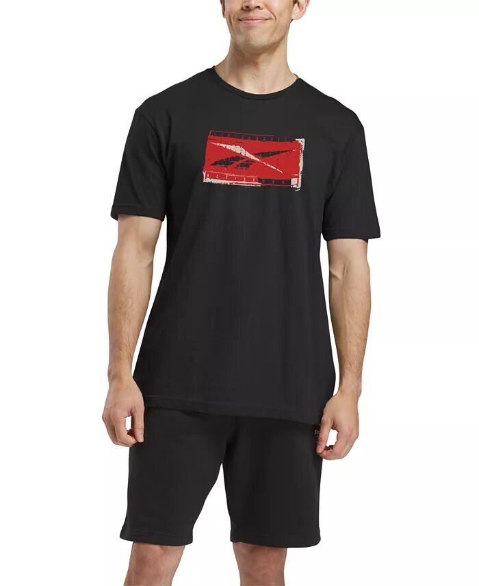 

Мужская цельнохлопковая футболка с логотипом Reebok, черный