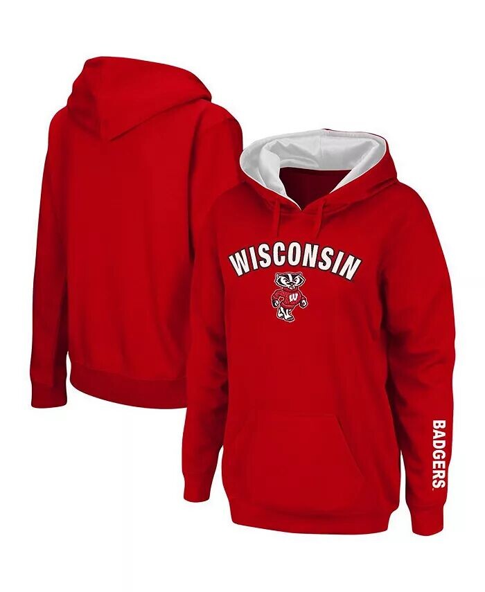 

Женский пуловер с капюшоном Wisconsin Badgers Arch и Logo 1 Colosseum, красный