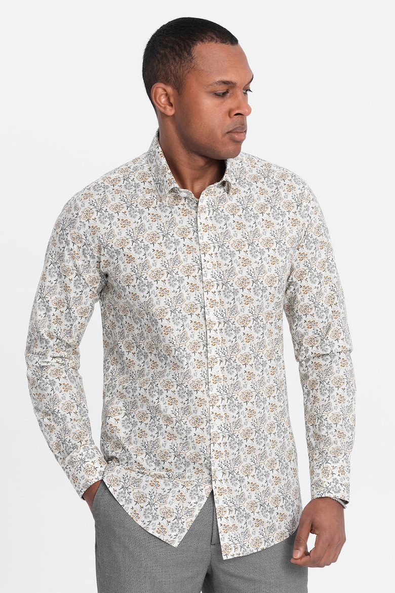 Хлопковая рубашка с цветочным узором Ombre, белый