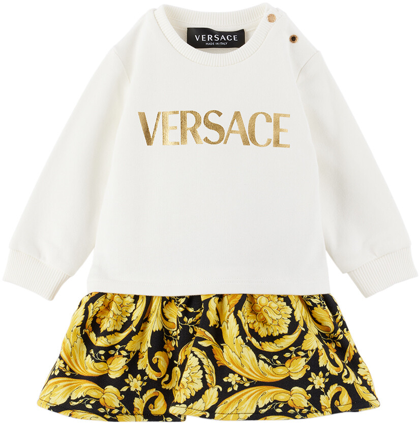 

Детское бело-желтое платье Barocco Белый/Золотой Versace