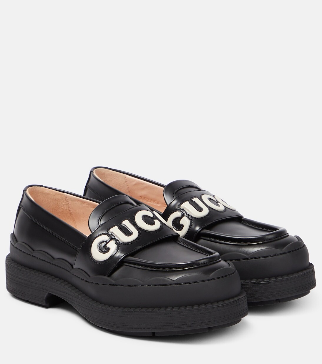 

Кожаные лоферы с логотипом Gucci, черный