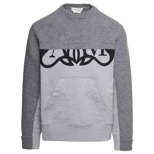 

Футболка crewneck sweatshirt with logo print at the fr Alexander Mcqueen, серый