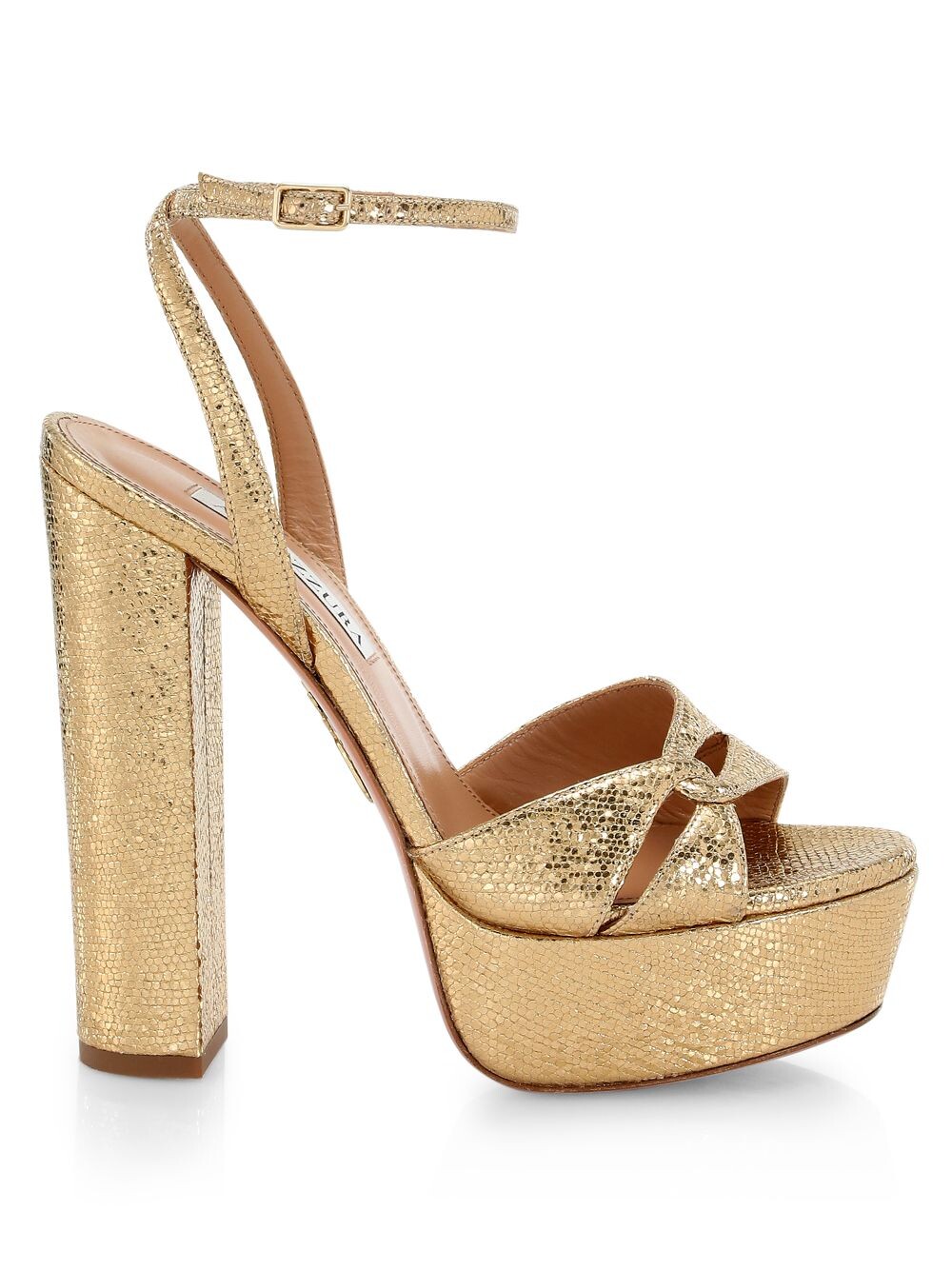 

Металлизированные кожаные сандалии Sinner Plateau Aquazzura, золотой